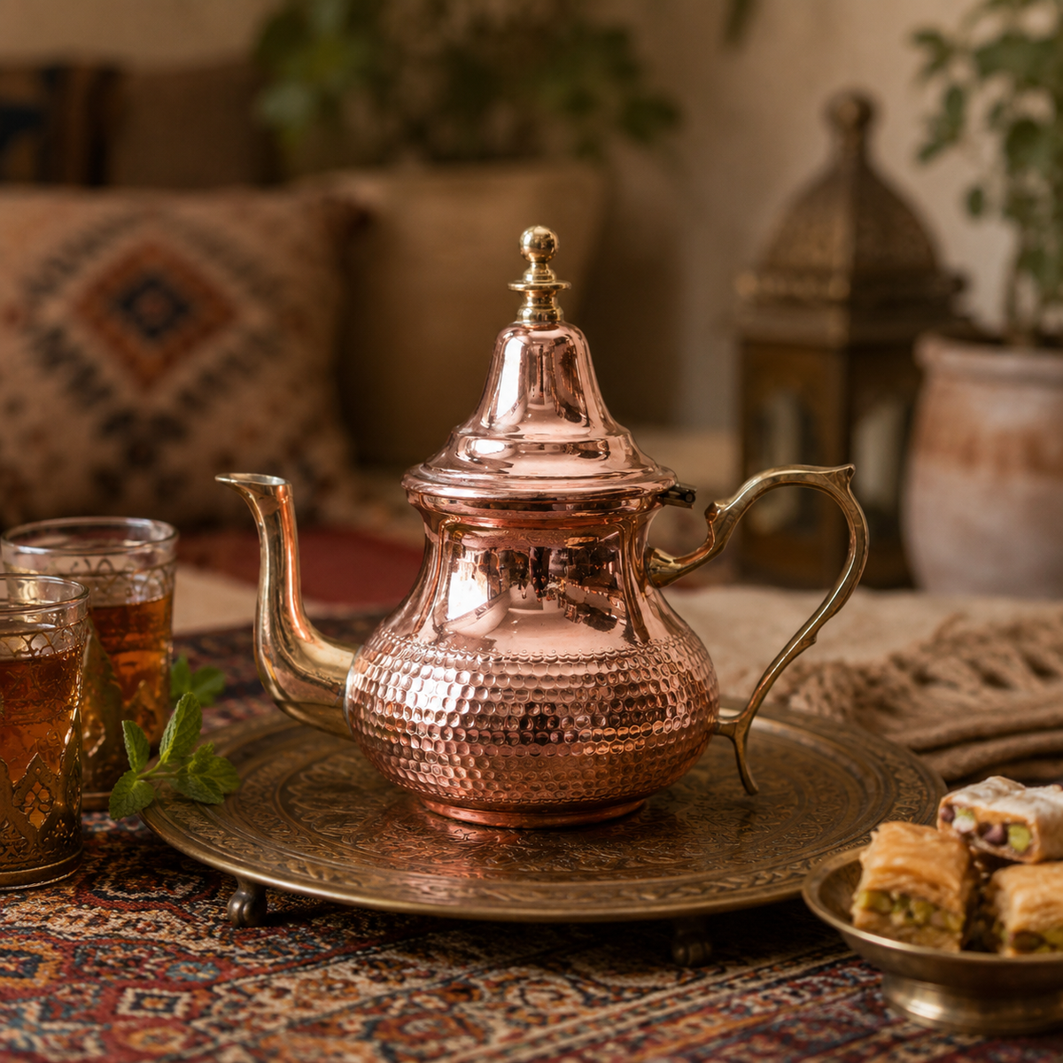 HandMade Hammered Copper Teapot