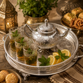 HandMade Silver Decorative Tea Set with Serving Tray