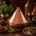 Handmade Hammered Copper Tagine with Stainless Steel Bas
