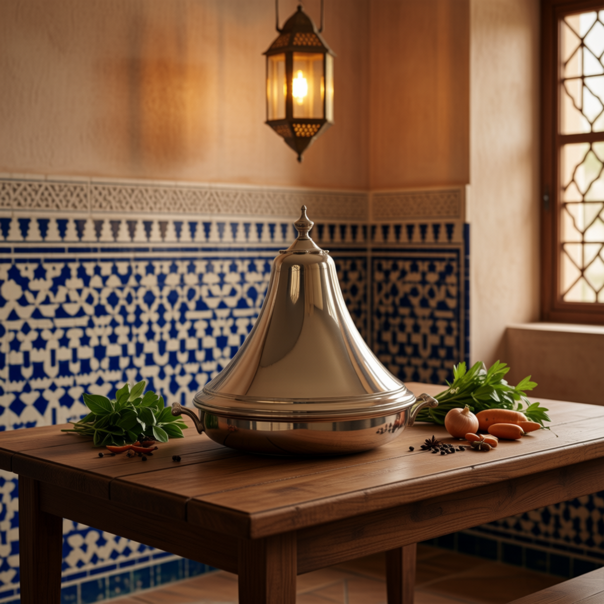 Handmade Moroccan Brass Tagine Serving Dish with Lid