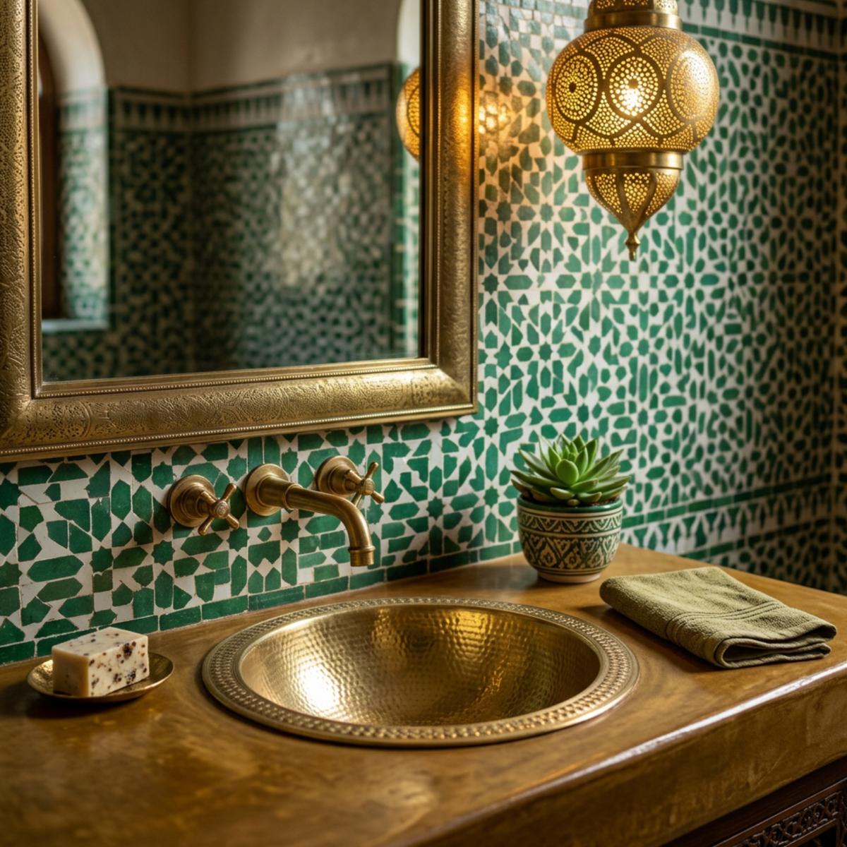 Handcrafted Hammered Brass Round Vessel Bathroom Sink