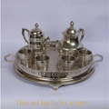 Handmade Moroccan Brass Tea Set with Engraved Serving Tray