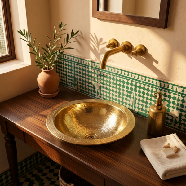 Handcrafted Moroccan Brass Vessel Sink